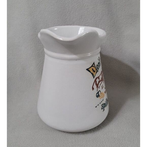 Western Stoneware Monmouth Pottery Don't Cry Over Spilled Milk Pitcher Farm Hous - Picture 5 of 11